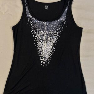 a.n.a Black Tank Top with Silver Sequins